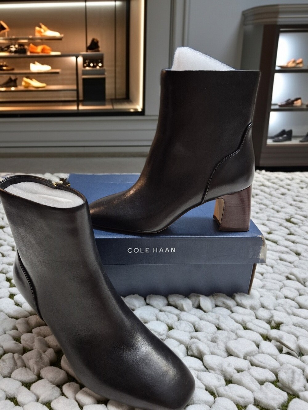 Cole Haan Gemma Black Dress Leather Booties Boots Women's Sz 7.5 B 🆕️$480